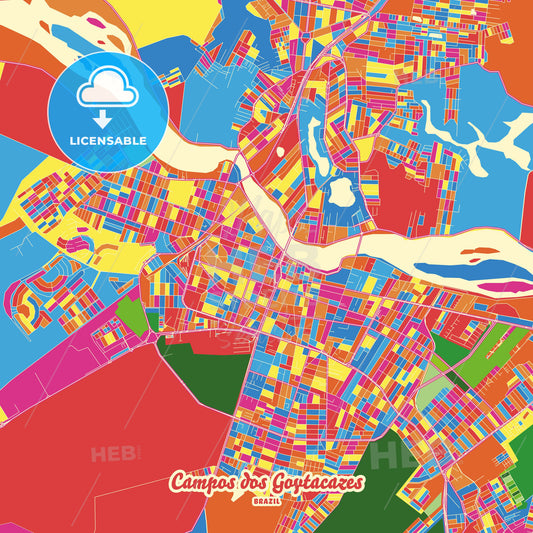 Campos dos Goytacazes, Brazil Crazy Colorful Street Map Poster Template - HEBSTREITS Sketches