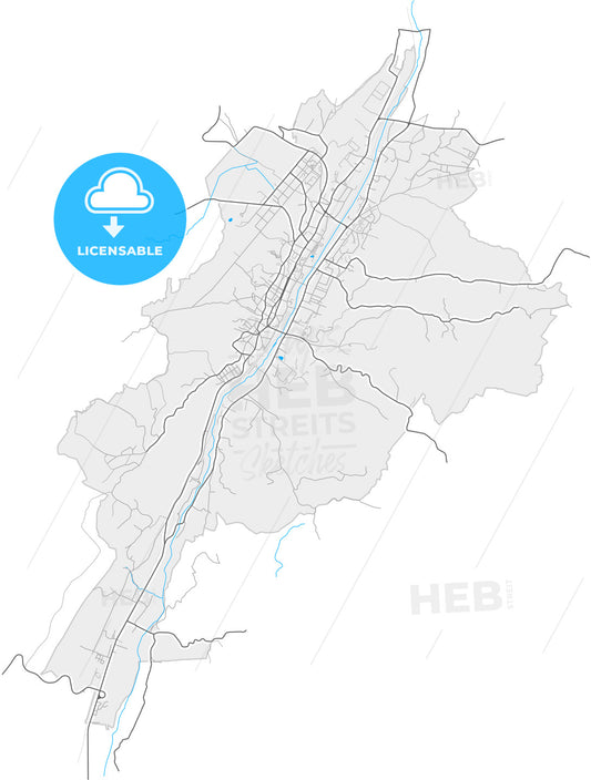 Câmpulung, Argeș, Romania, high quality vector map