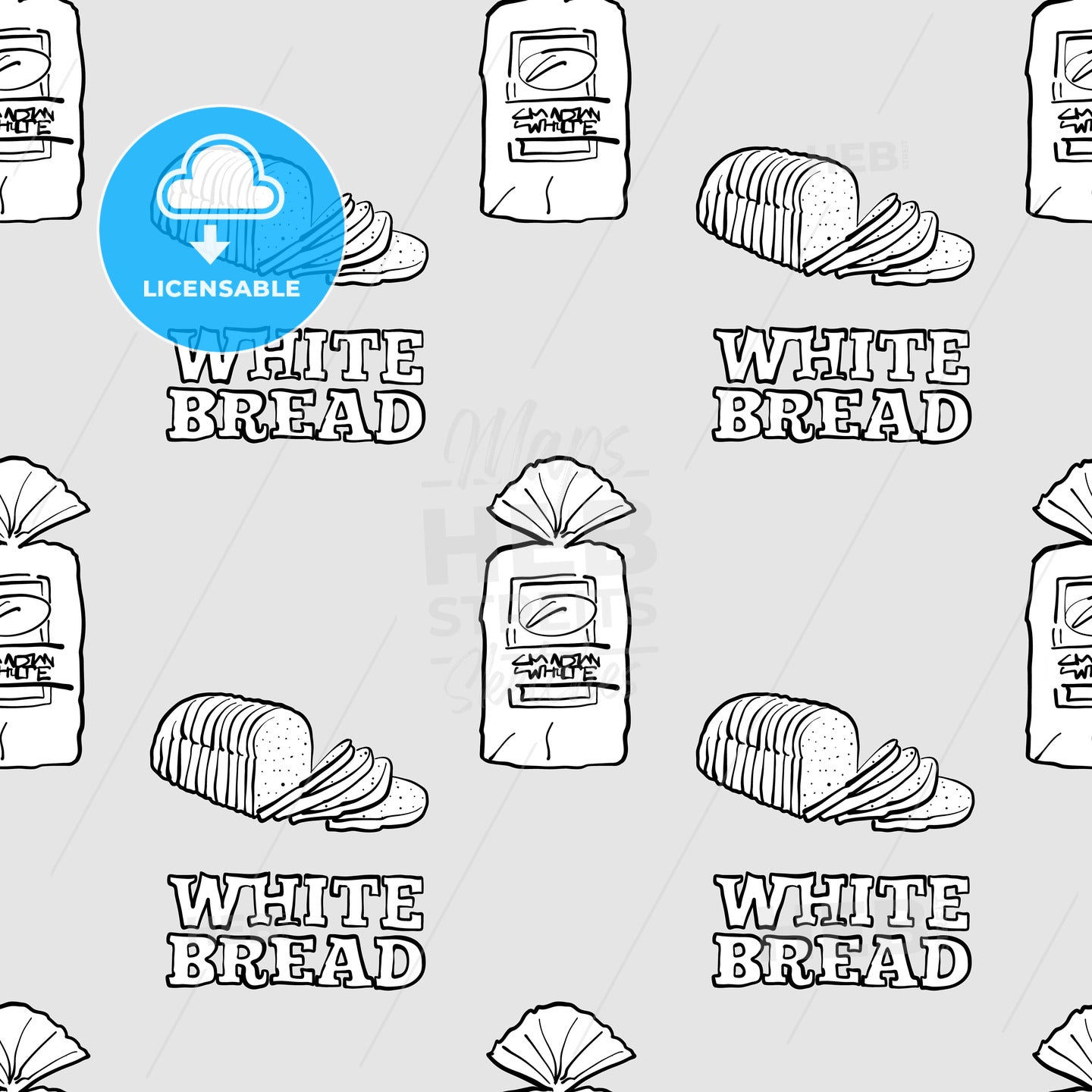 Canadian White seamless pattern greyscale drawing – instant download