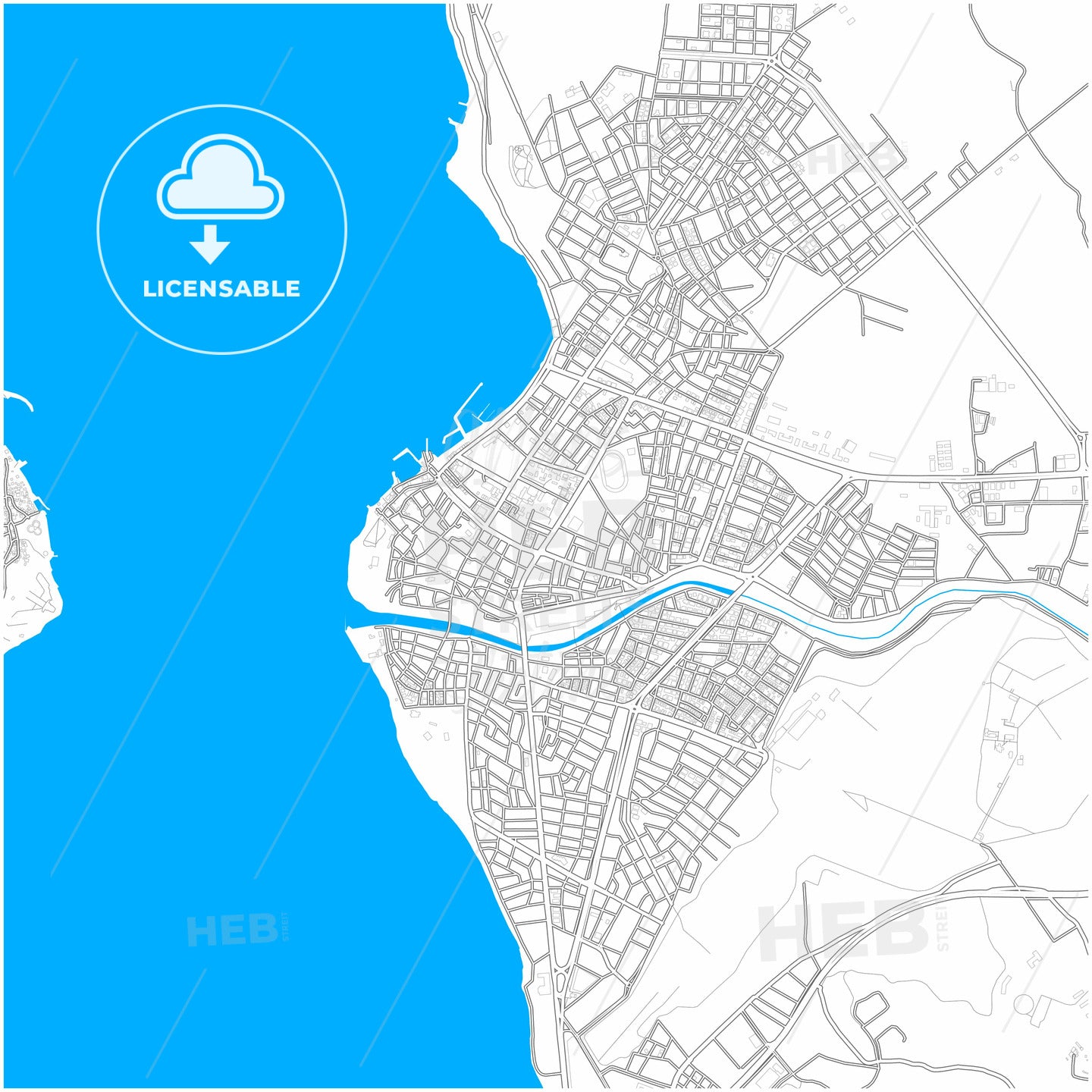 Çanakkale, Çanakkale, Turkey, city map with high quality roads.