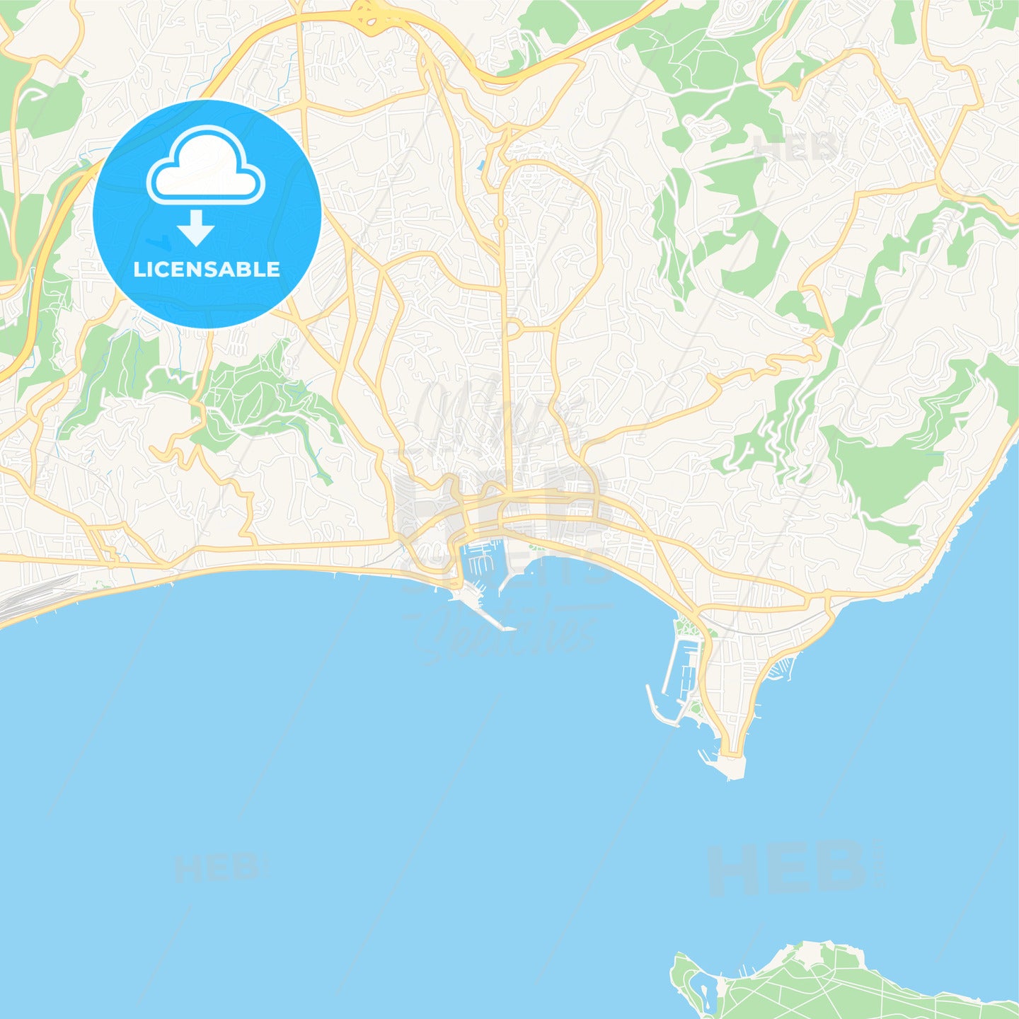 Cannes, France Vector Map - Classic Colors