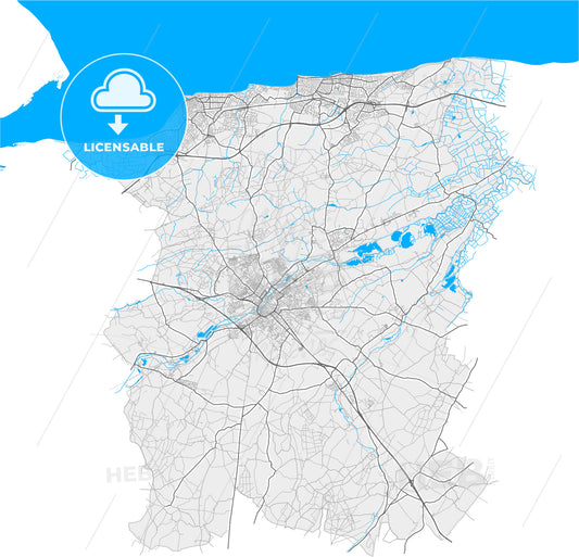 Canterbury, South East England, England, high quality vector map