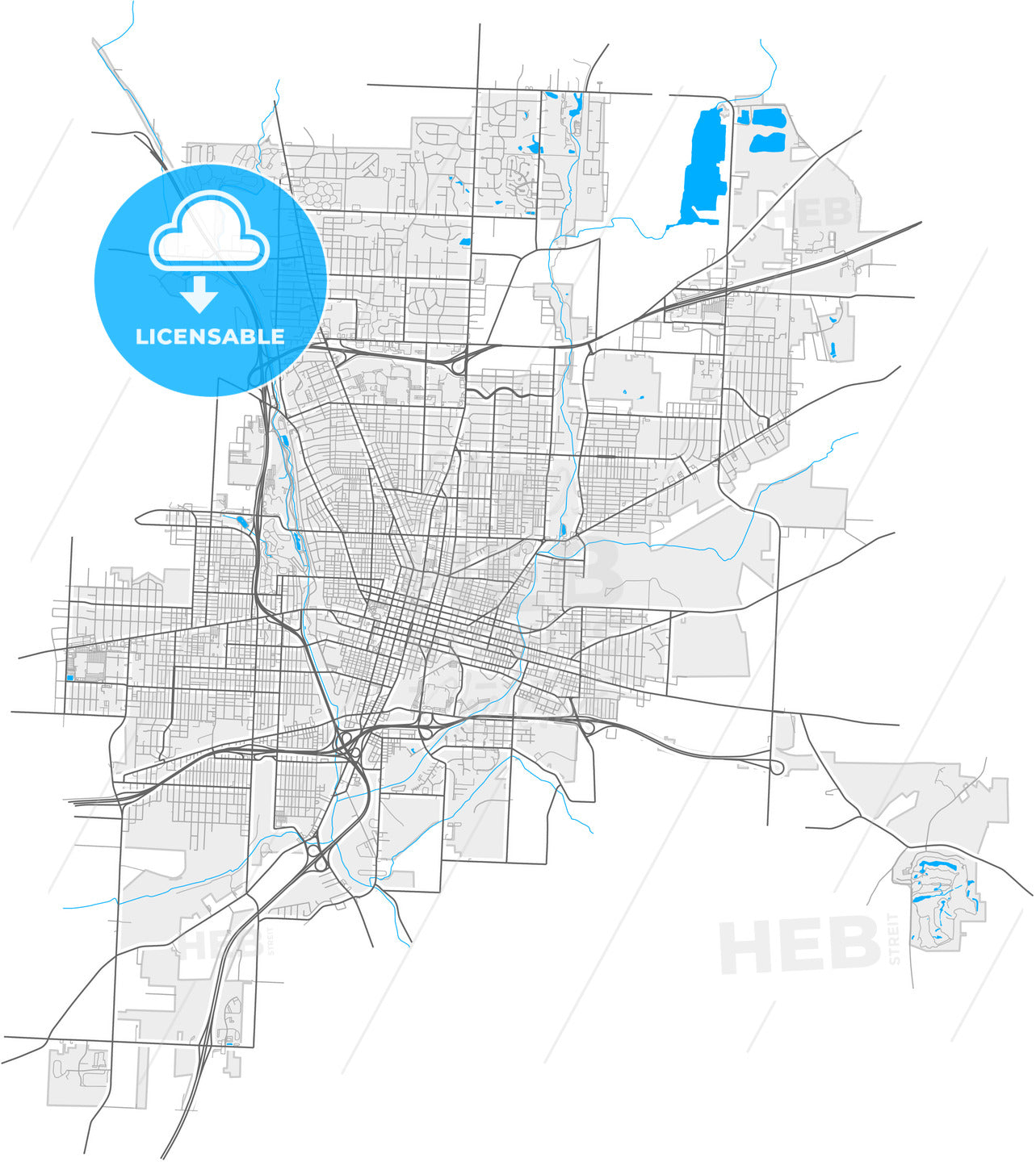 Canton, Ohio, United States, high quality vector map