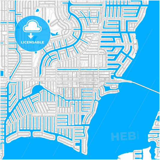 Cape Coral, Florida, United States, city map with high quality roads.
