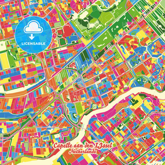 Capelle aan den IJssel, Netherlands Crazy Colorful Street Map Poster Template - HEBSTREITS Sketches