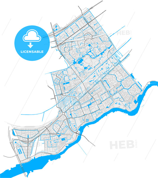 Capelle aan den IJssel, South Holland, Netherlands, high quality vector map