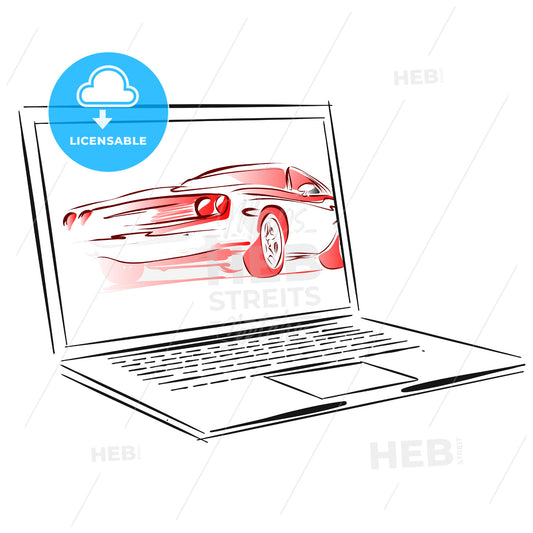 Car Rental App for Laptop Concept Sketch – instant download