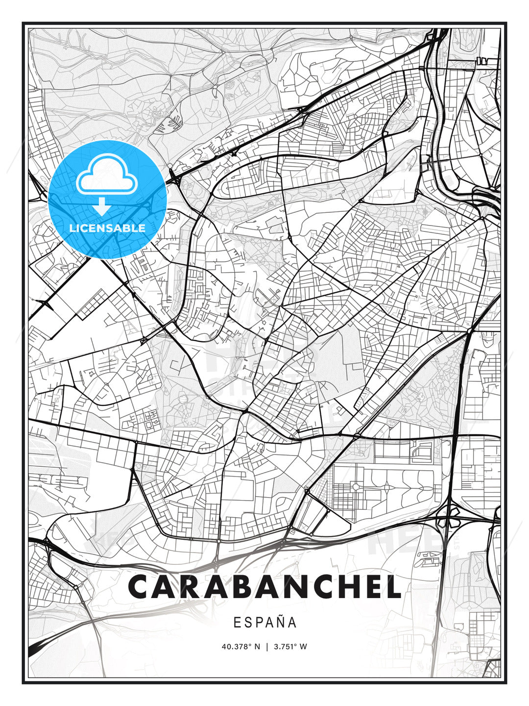Carabanchel, Spain, Modern Print Template in Various Formats - HEBSTREITS Sketches