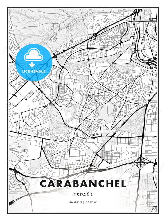 Carabanchel, Spain, Modern Print Template in Various Formats - HEBSTREITS Sketches