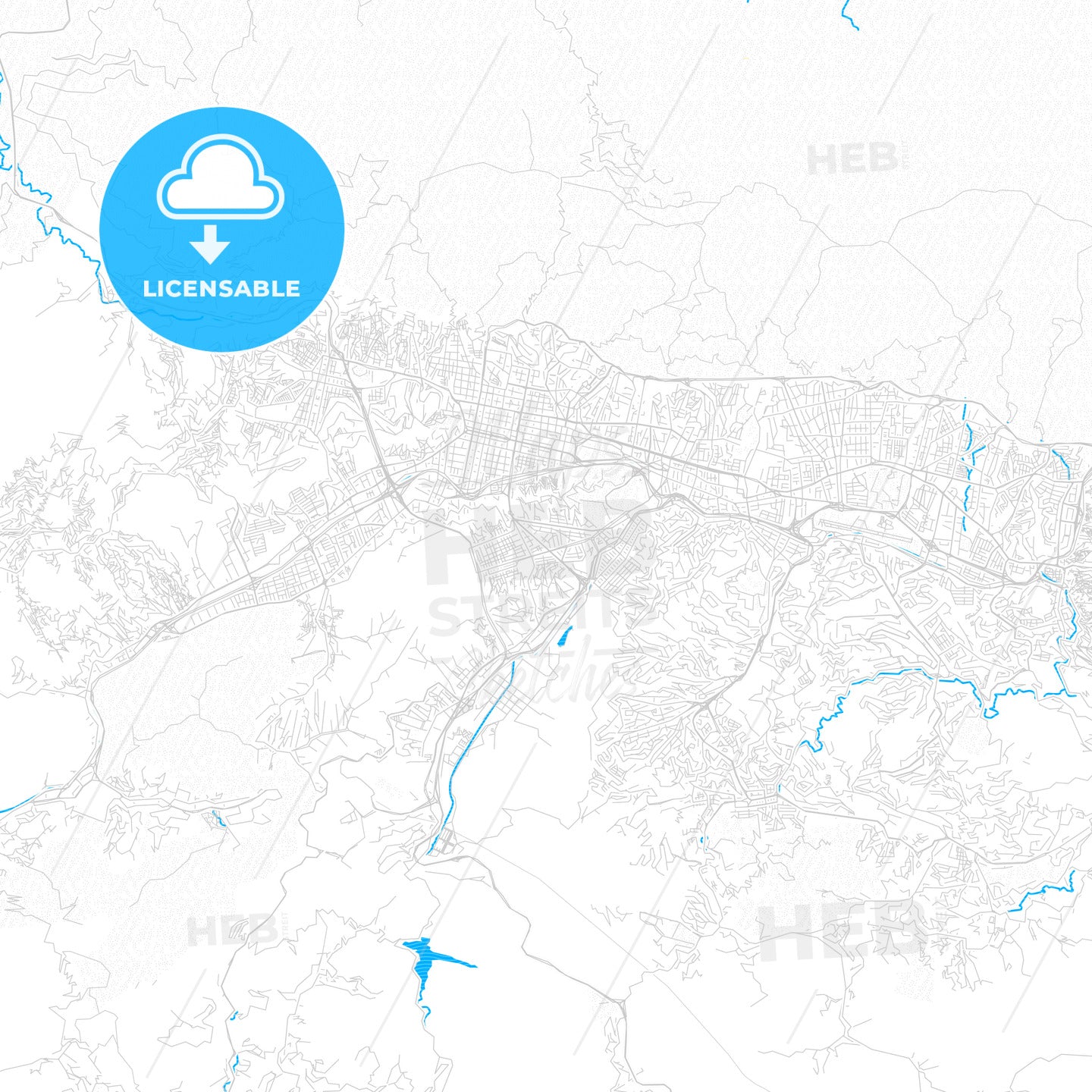 Caracas, Venezuela PDF vector map with water in focus