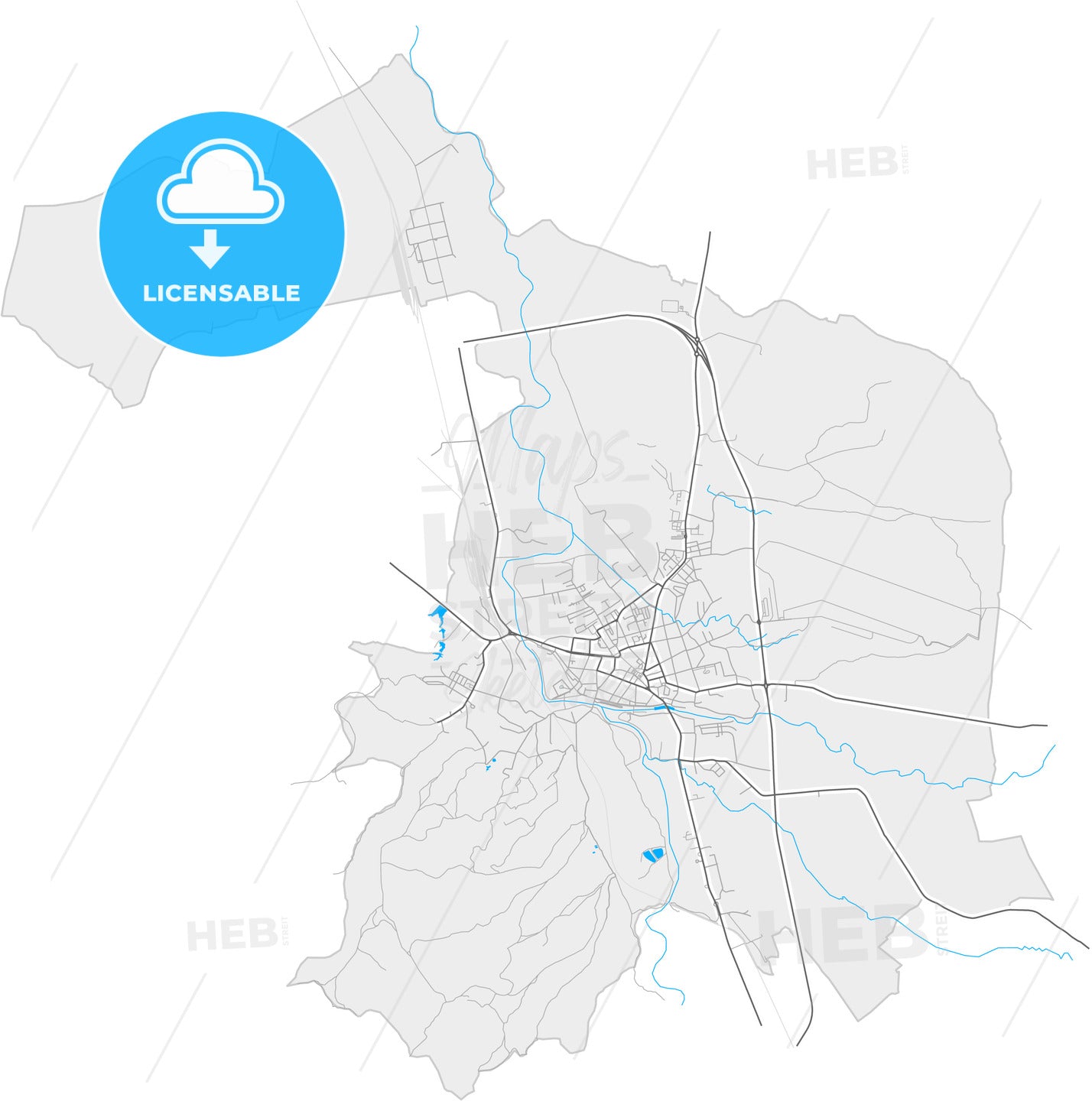 Caransebeș, Caraș-Severin, Romania, high quality vector map