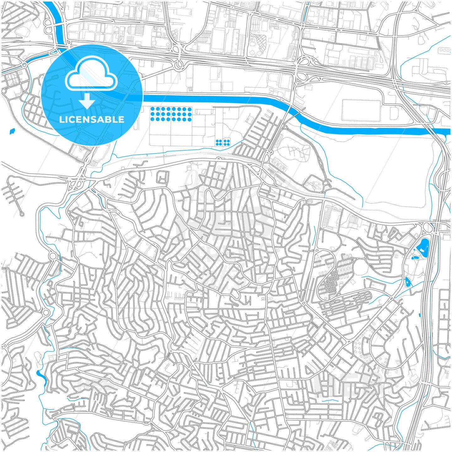 Carapicuiba, Brazil, city map with high quality roads.