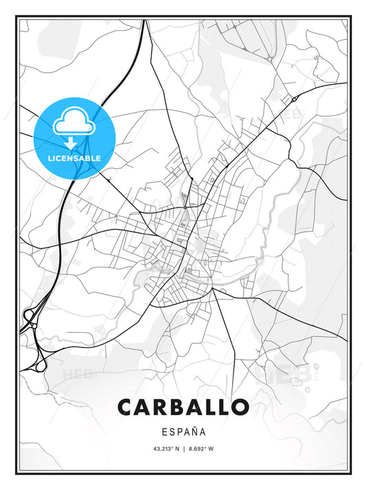 Carballo, Spain, Modern Print Template in Various Formats - HEBSTREITS Sketches