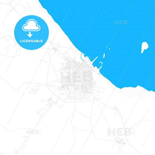 Cárdenas, Cuba PDF vector map with water in focus