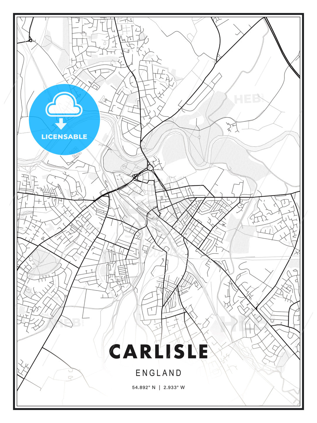 Carlisle, England, Modern Print Template in Various Formats - HEBSTREITS Sketches