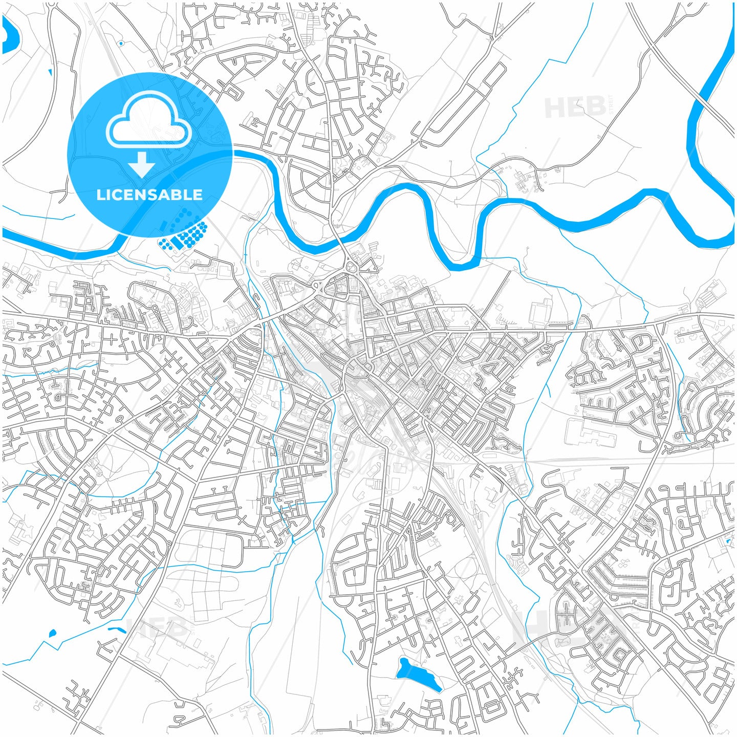 Carlisle, North West England, England, city map with high quality roads.