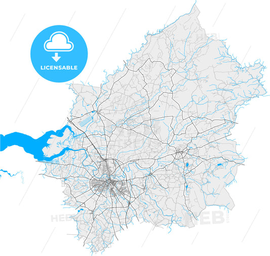 Carlisle, North West England, England, high quality vector map