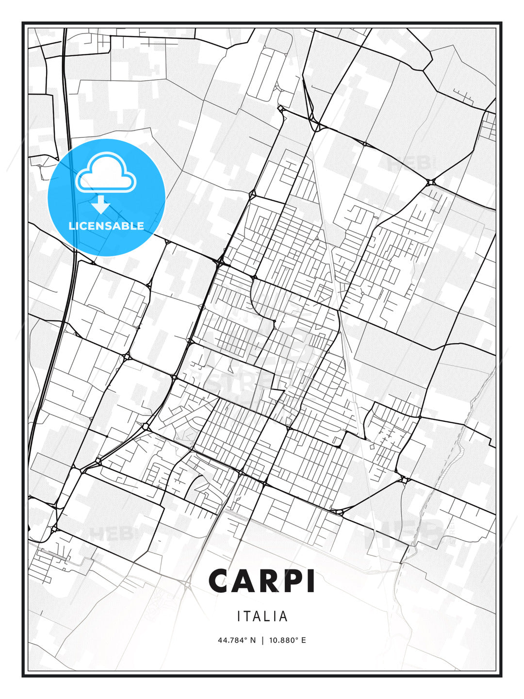 Carpi, Italy, Modern Print Template in Various Formats - HEBSTREITS Sketches