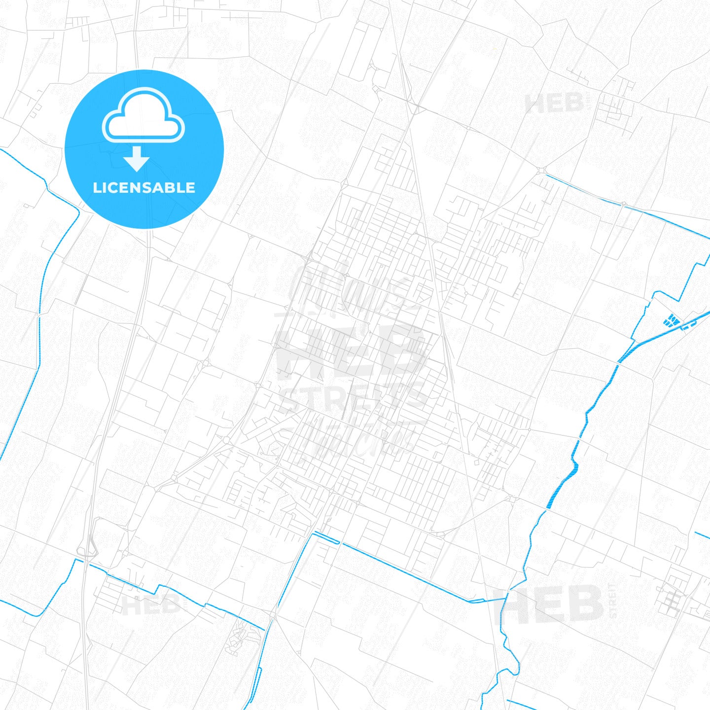 Carpi, Italy PDF vector map with water in focus