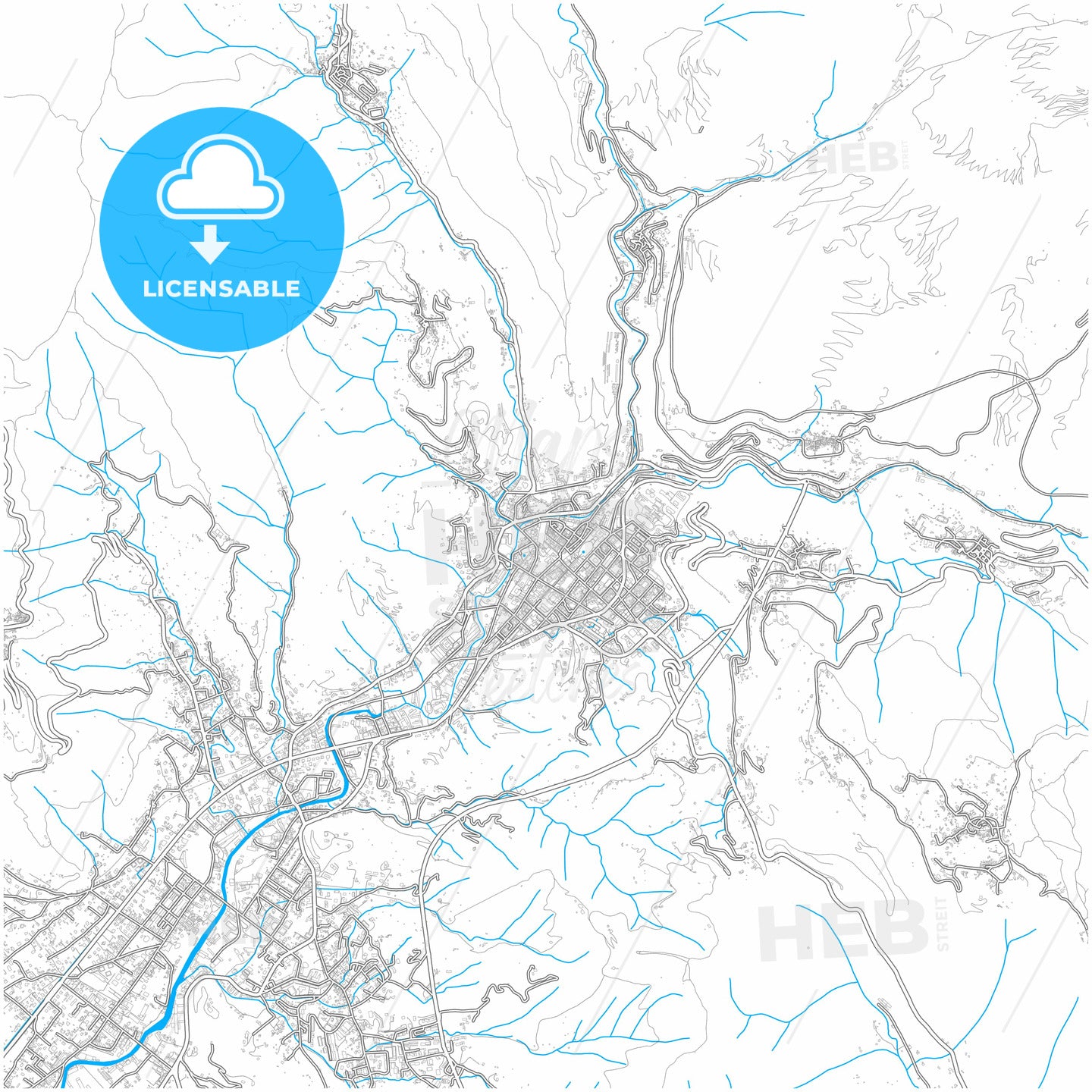 Carrara, Tuscany, Italy, city map with high quality roads.