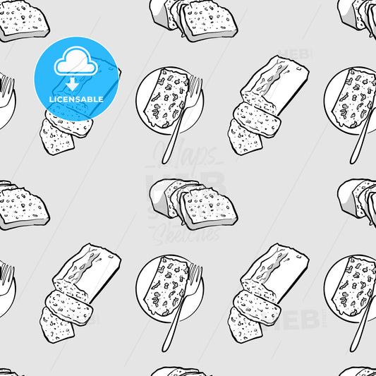 Carrot bread seamless pattern greyscale drawing – instant download