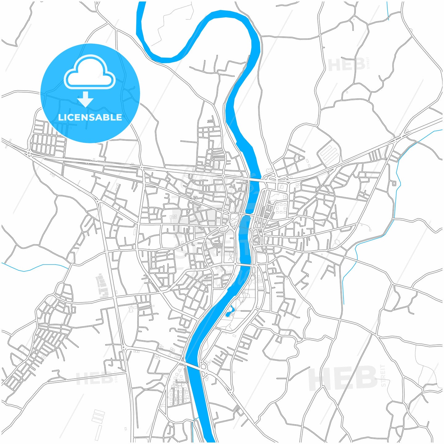 Çarşamba, Samsun, Turkey, city map with high quality roads.