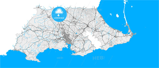 Cartagena, Murcia, Spain, high quality vector map