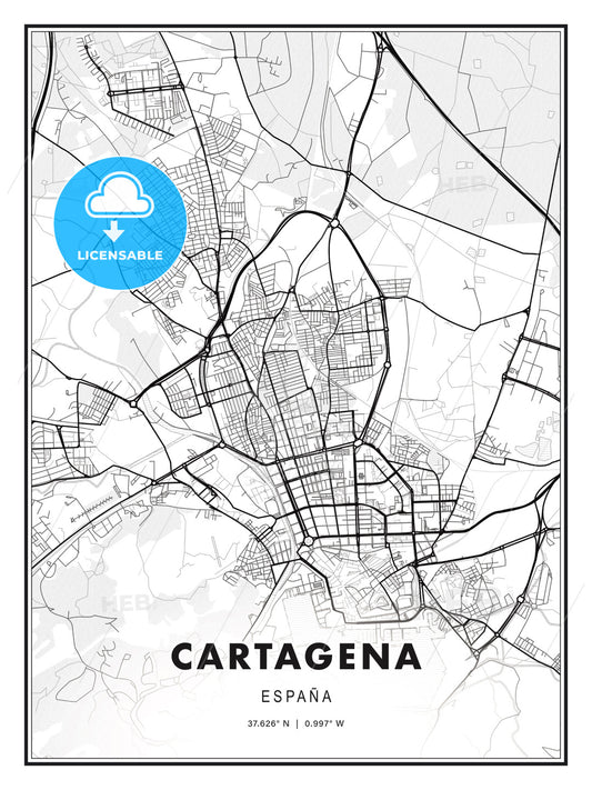Cartagena, Spain, Modern Print Template in Various Formats - HEBSTREITS Sketches