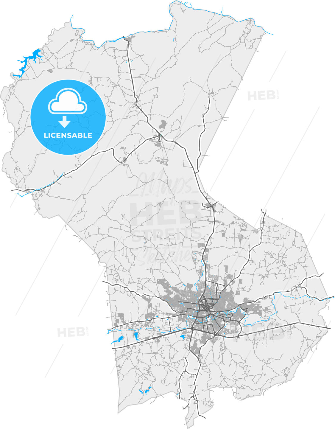 Caruaru, Brazil, high quality vector map