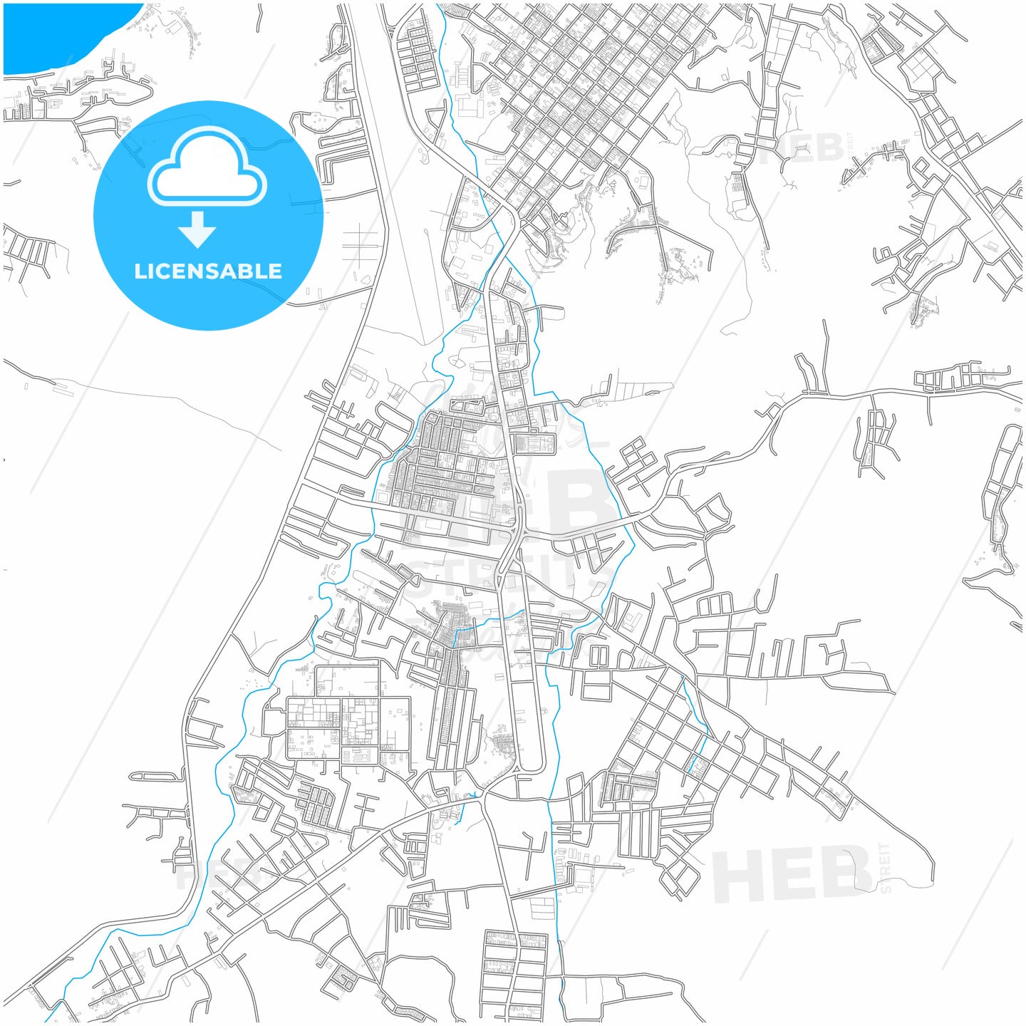 Carupano, Venezuela, city map with high quality roads.