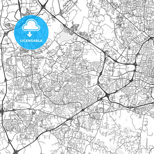 Cary, North Carolina - Area Map - Light