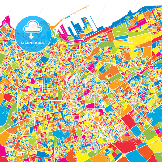 Casablanca, Morocco, colorful vector map