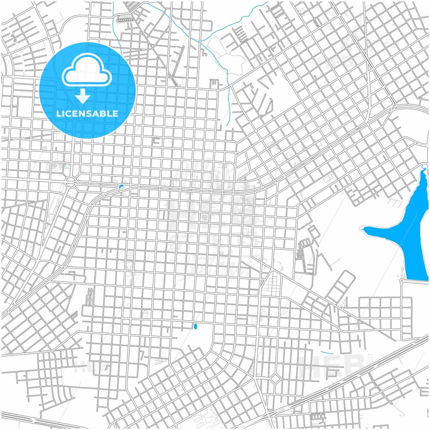 Cascavel, Brazil, city map with high quality roads.