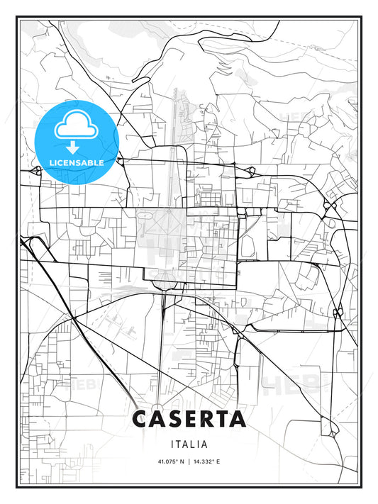 Caserta, Italy, Modern Print Template in Various Formats - HEBSTREITS Sketches