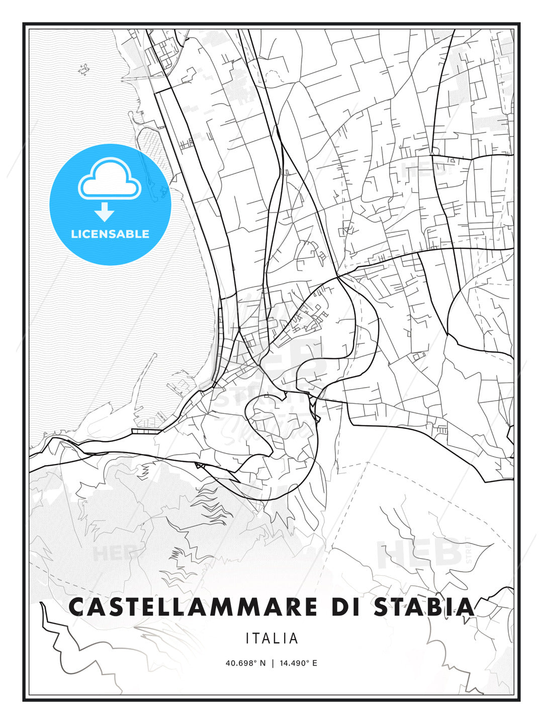 Castellammare di Stabia, Italy, Modern Print Template in Various Formats - HEBSTREITS Sketches