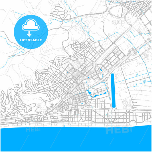 Castelldefels, Barcelona, Spain, city map with high quality roads.