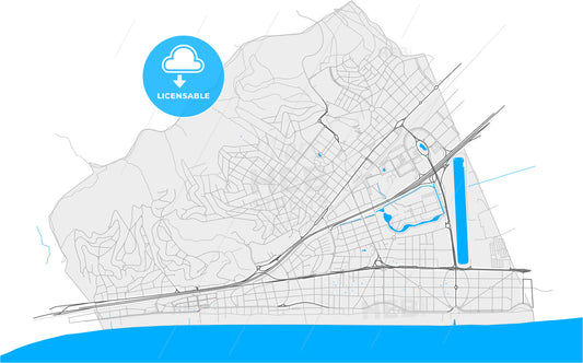 Castelldefels, Barcelona, Spain, high quality vector map