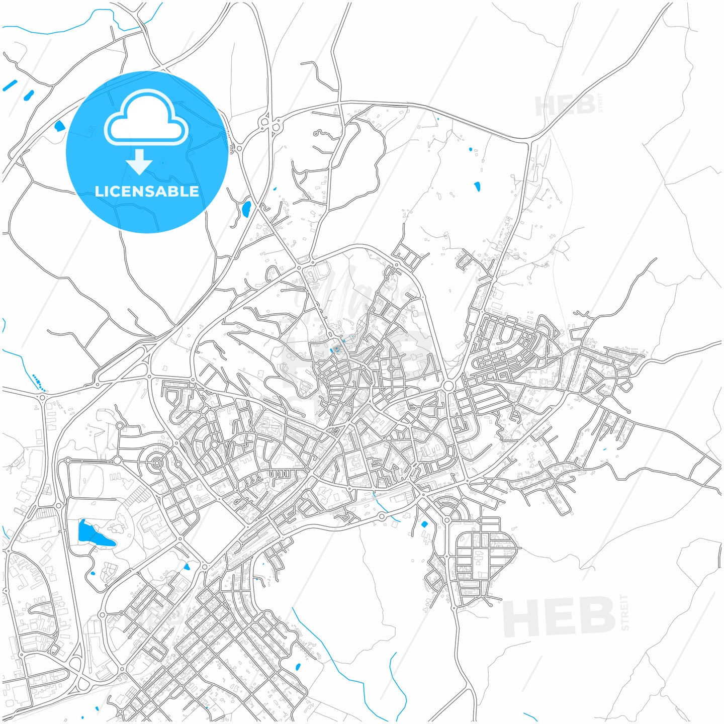 Castelo Branco, Castelo Branco, Portugal, city map with high quality roads.