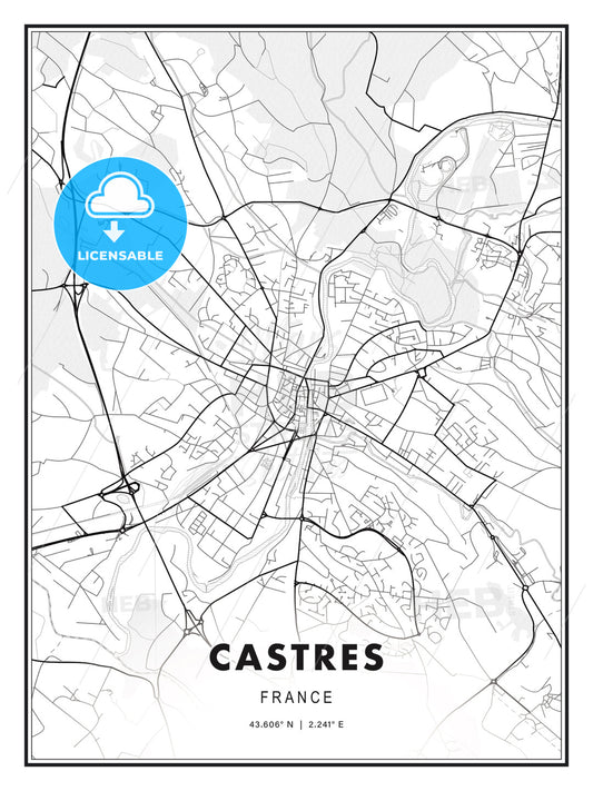 Castres, France, Modern Print Template in Various Formats - HEBSTREITS Sketches