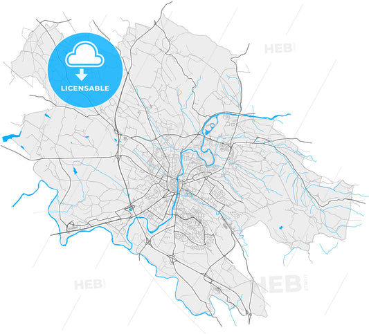 Castres, Tarn, France, high quality vector map