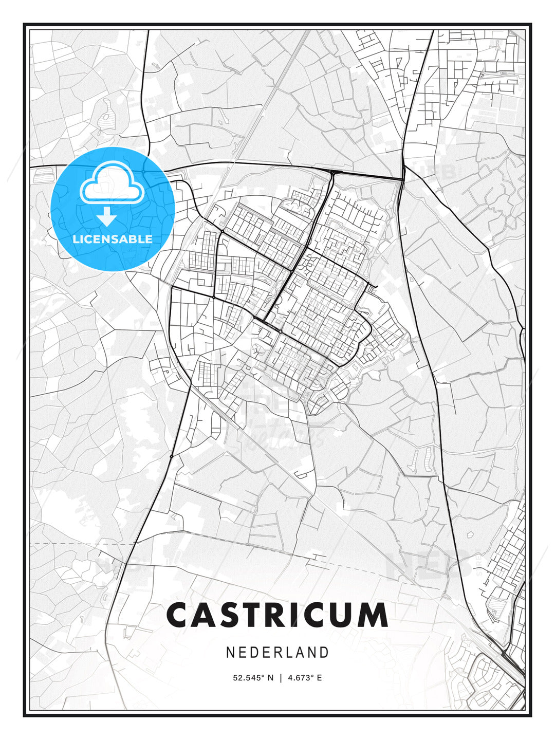 Castricum, Netherlands, Modern Print Template in Various Formats - HEBSTREITS Sketches