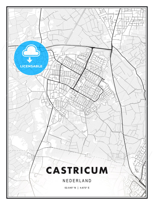 Castricum, Netherlands, Modern Print Template in Various Formats - HEBSTREITS Sketches