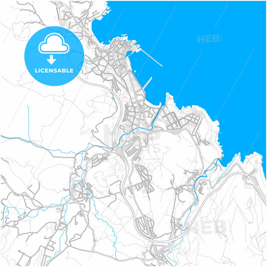 Castro-Urdiales, Cantabria, Spain, city map with high quality roads.