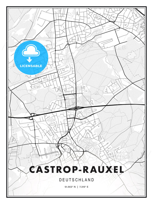 Castrop-Rauxel, Germany, Modern Print Template in Various Formats - HEBSTREITS Sketches