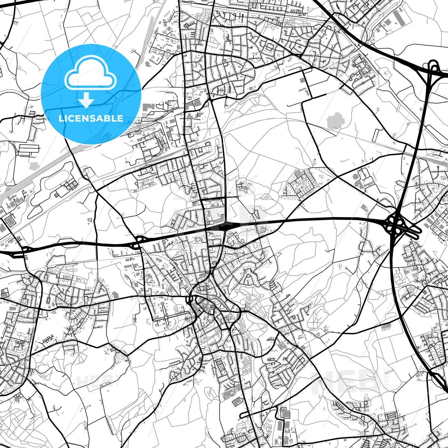 Castrop-Rauxel, Germany, vector map with buildings