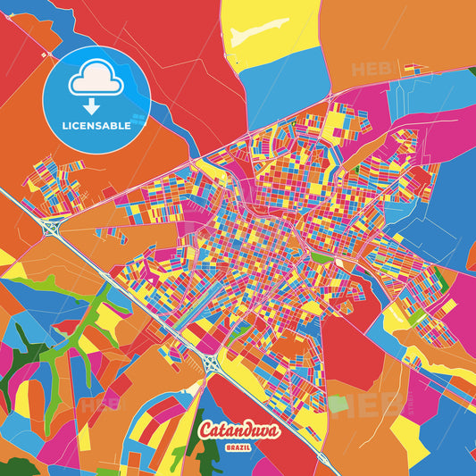 Catanduva, Brazil Crazy Colorful Street Map Poster Template - HEBSTREITS Sketches