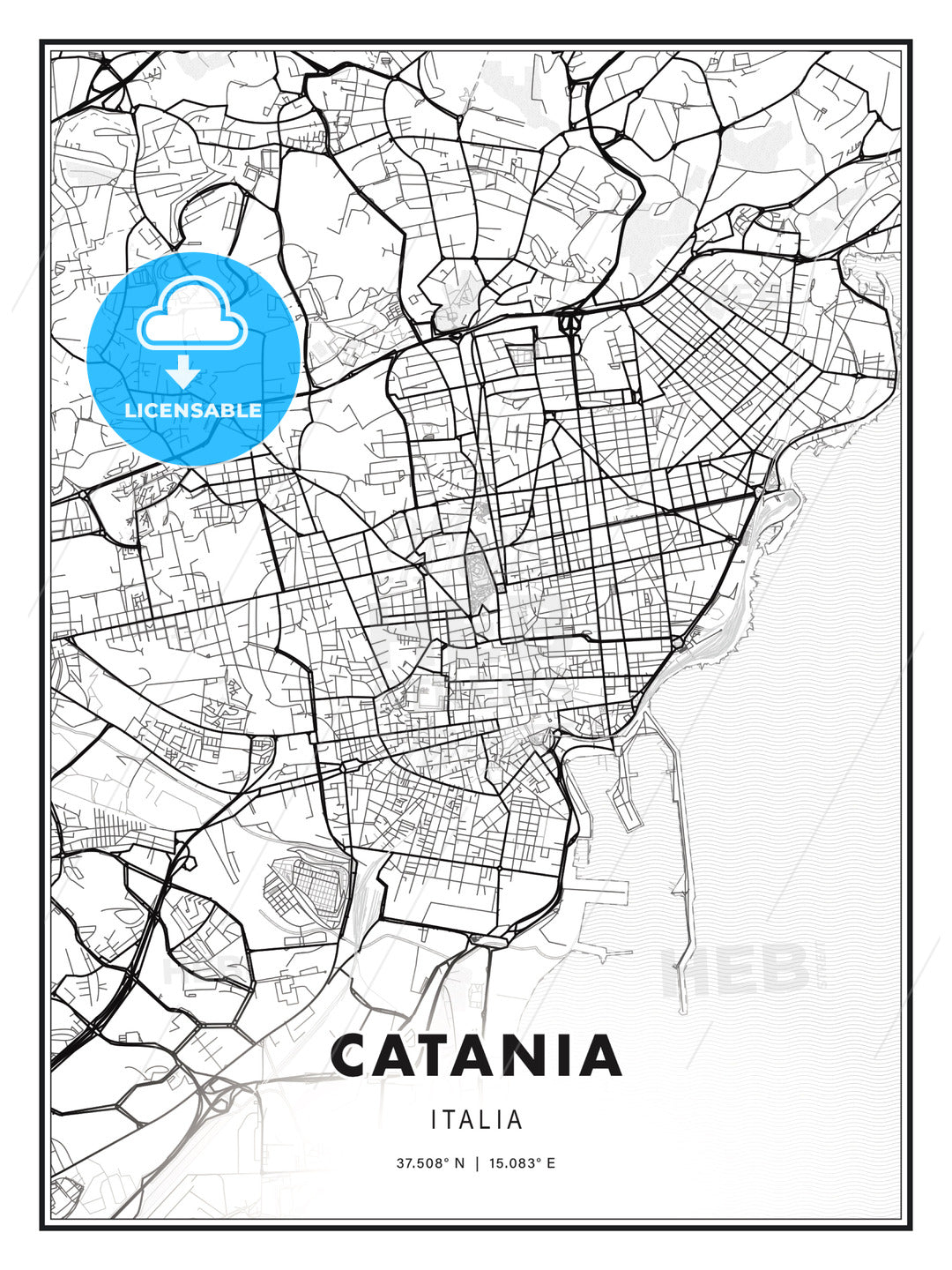 Catania, Italy, Modern Print Template in Various Formats - HEBSTREITS Sketches