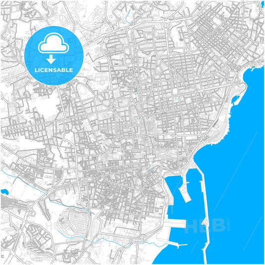 Catania, Sicily, Italy, city map with high quality roads.