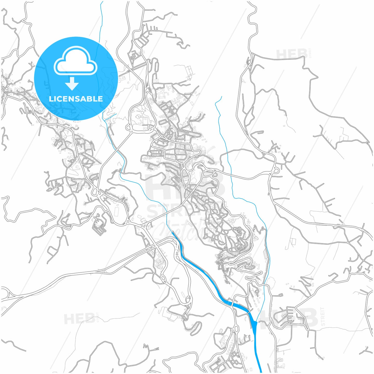 Catanzaro, Calabria, Italy, city map with high quality roads.