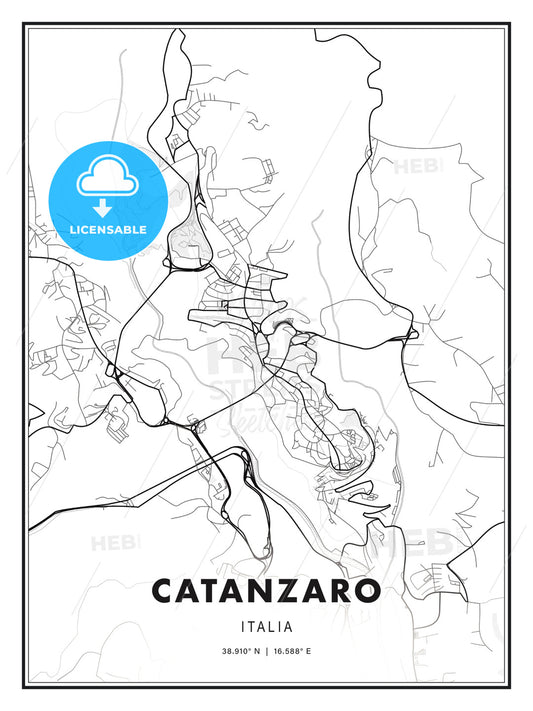 Catanzaro, Italy, Modern Print Template in Various Formats - HEBSTREITS Sketches